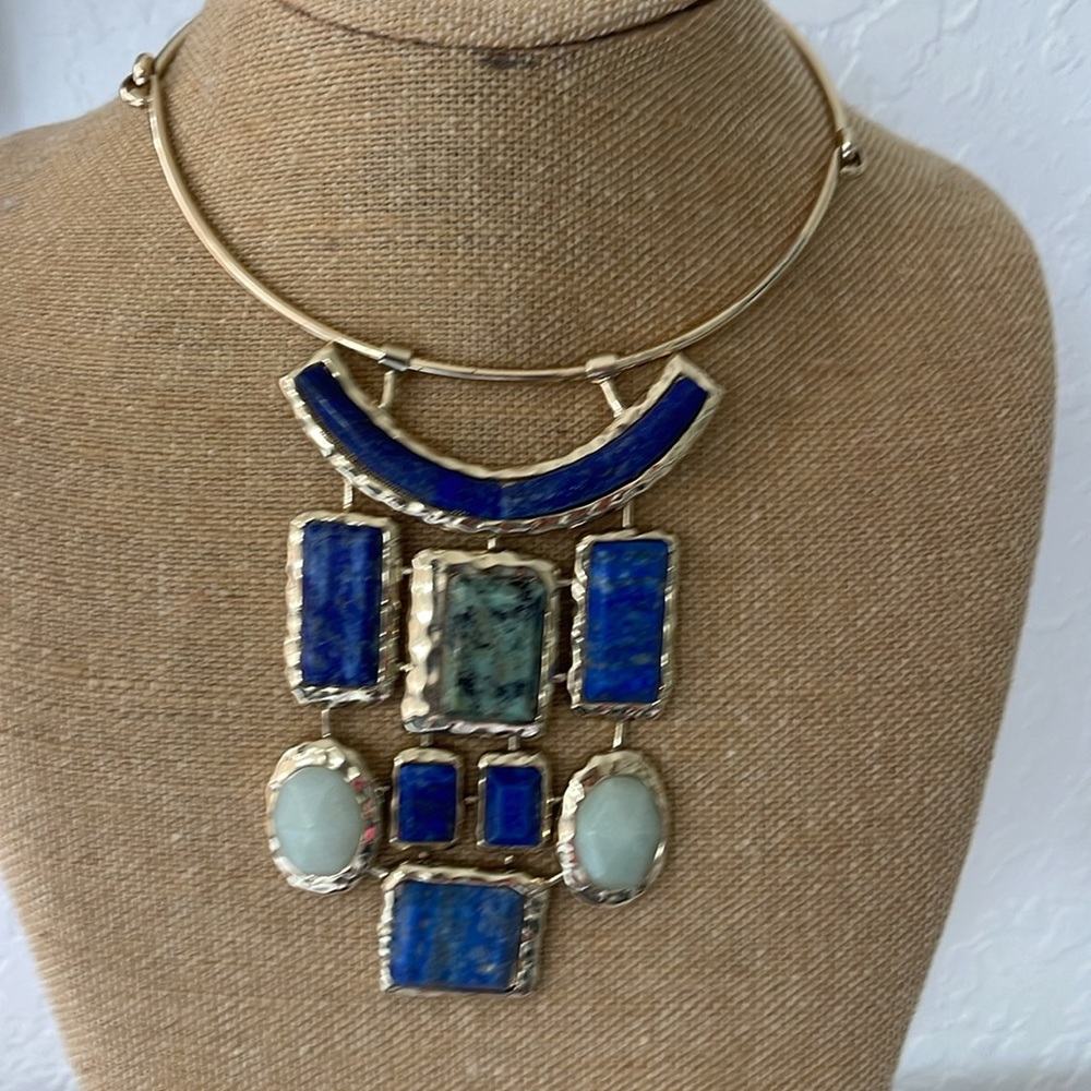 BCBG Necklace Gold Blue and Green Color
